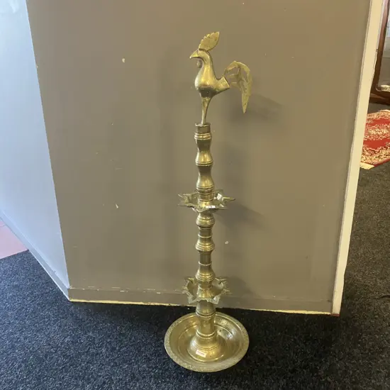 Handmade 92cm Tall Brass Annapakshi Kuthu Vilakku - Traditional Oil Lamp