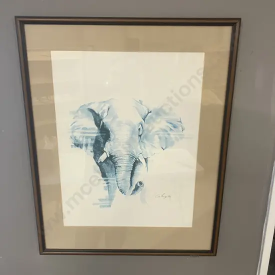 Leo Meyer Signed & Numbered Elephant Art Print - 448 / 850. 74 x 59cm