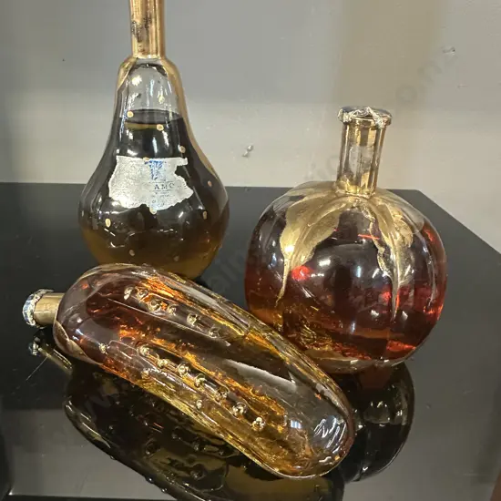 Art Glass Decorative Fruit Shaped Bottles x3