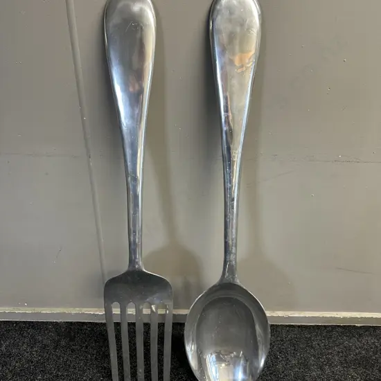 Large Scale Wall Sculpture Of Fork & Spoon H119cm.
