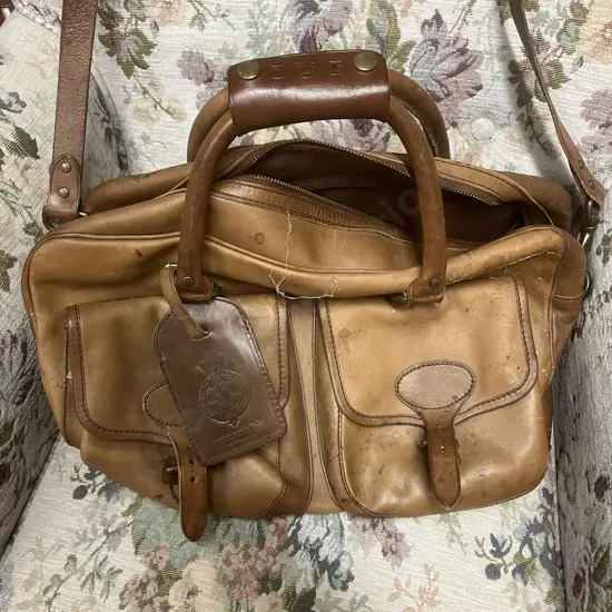 Vintage Polo Ralph Lauren Mens Brown Leather Satchel Messenger Bag
