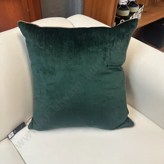 Designer Marcello & Co Feather Cushion Green With Gold Trim
