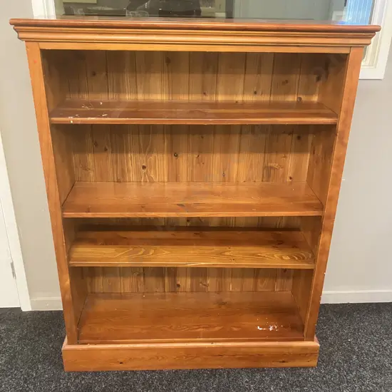 Pine 3 Shelf  Bookcase, Tongue & Groove Back. H120 W95 D32cm