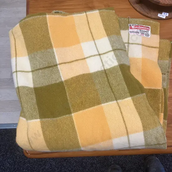 Vintage Orange & Green 100% Wool Wondawarm Double Blanket - Farmers Trading Co