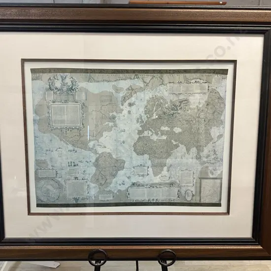 Large Framed Print Of Old Style Map With Historical Cartographic Details NOVA ET AVCTA ORBIS TERRAE DES CRIPTIO AD VSVM