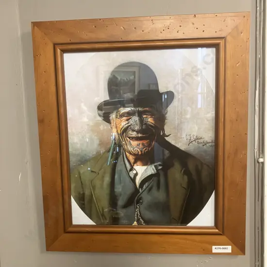 Wood Framed Artwork Te Aho o Te Rangi Wharepu - Ngati Mahuta. 39.5 x 44.5cm