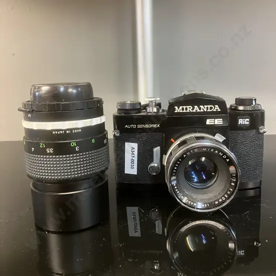 Miranda Auto Sensorex EE #9191777 Auto Miranda E 1:1.8 f=50mm & Soligor EC Tele-Auto 1:2.8 f=135mm Lenses, Black Body