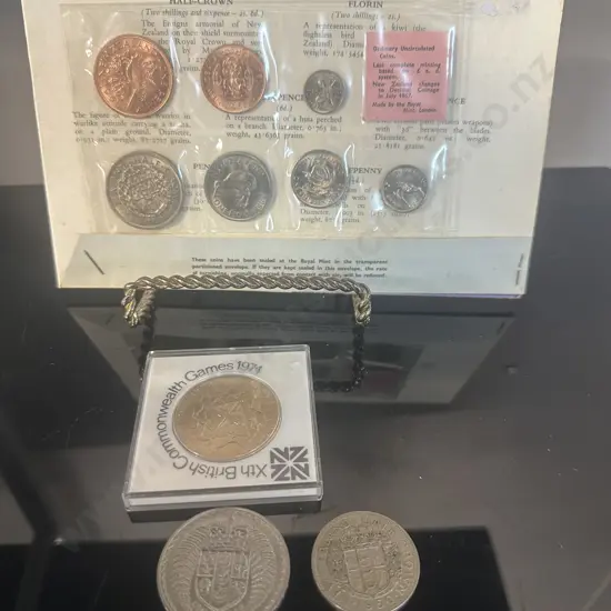 Ordinary Uncirculated Coins Of New Zealand 1965, 1974 British Commonwealth Games One Dollar Etc