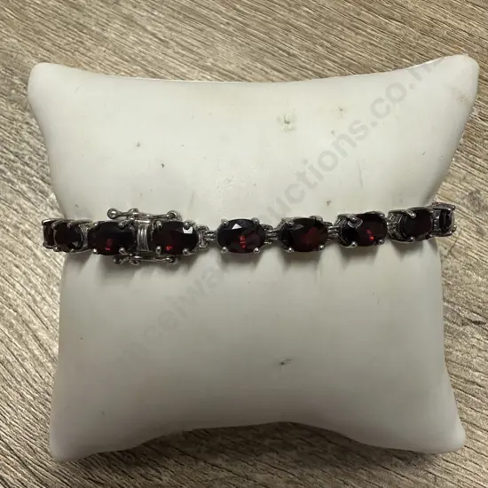 IAK Stamped 925 Garnet Bracelet