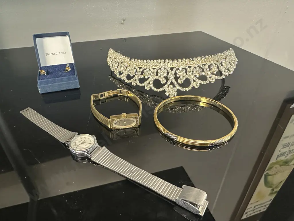 Costume Jewellery Including Bangle, Earings, Tiara & Vintage Ladies Watches Image 1++