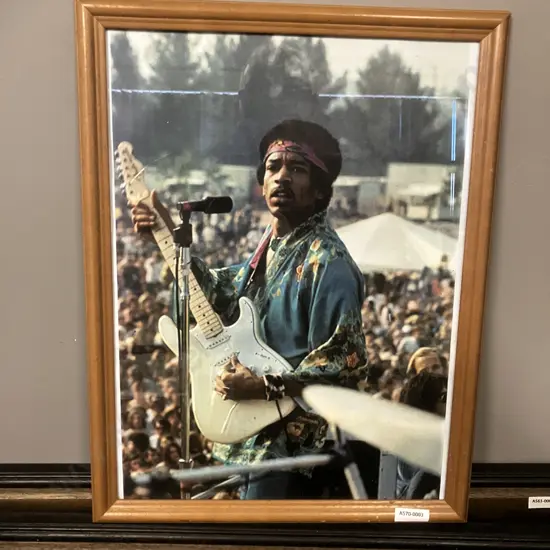 Jimi Hendrix At Newport Festival Framed Glazed Picture, 44 x 34cm