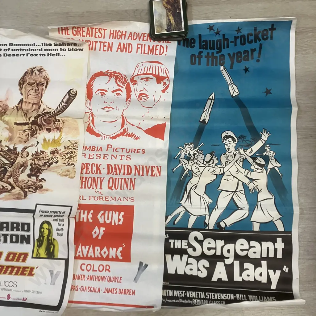 Four Original Insert Movie Posters - Raid On Rommel, Sphinx, Guns Of Navarone, Sergeant Was A Lady Image 1++