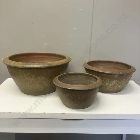 Set of Three Dragon Pots - Graduated Sizes