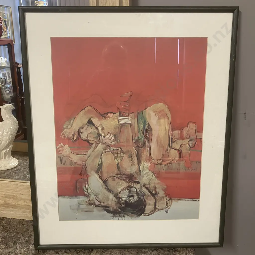 David Armitage 'The Wrestlers' 1967, Framed Art Print. 61 x 50cm Image 1++