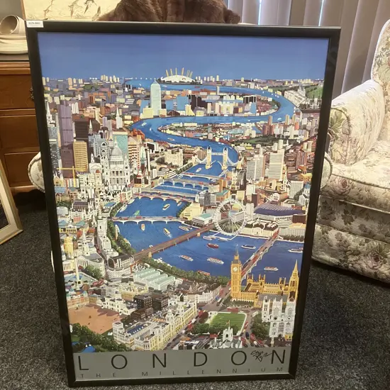 Christopher Rogers "London The Millennium" Signed & Famed Poster Art Print With Info Sheet. 94 x 64cm
