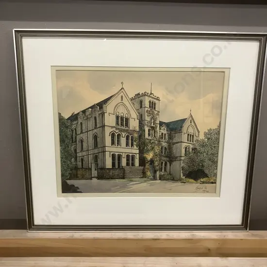 Peter G Leitch Framed Print 106/150 1984 – Original School Building St Patricks College. Wellington NZ