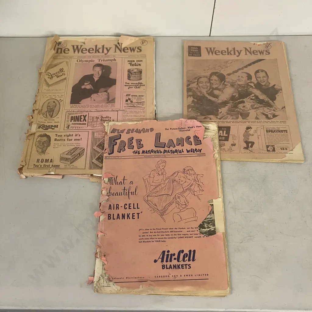 Vintage Newspapers New Zealand Free Lance Dec 5th 1945, New Zealand Weekly News Dec 5th 1956 & Dec 5th 1962 Image 1++