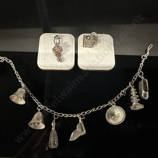 Vintage Charm Bracelet & Charms Some Stamped