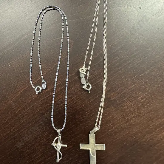 Vintage Stamped 925 Cross Pendant Necklaces 