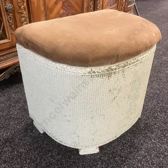 Vintage Lloyd Loom Style 1950's Semi Circle Laundry Basket / Ottoman. H41 W50 D35cm