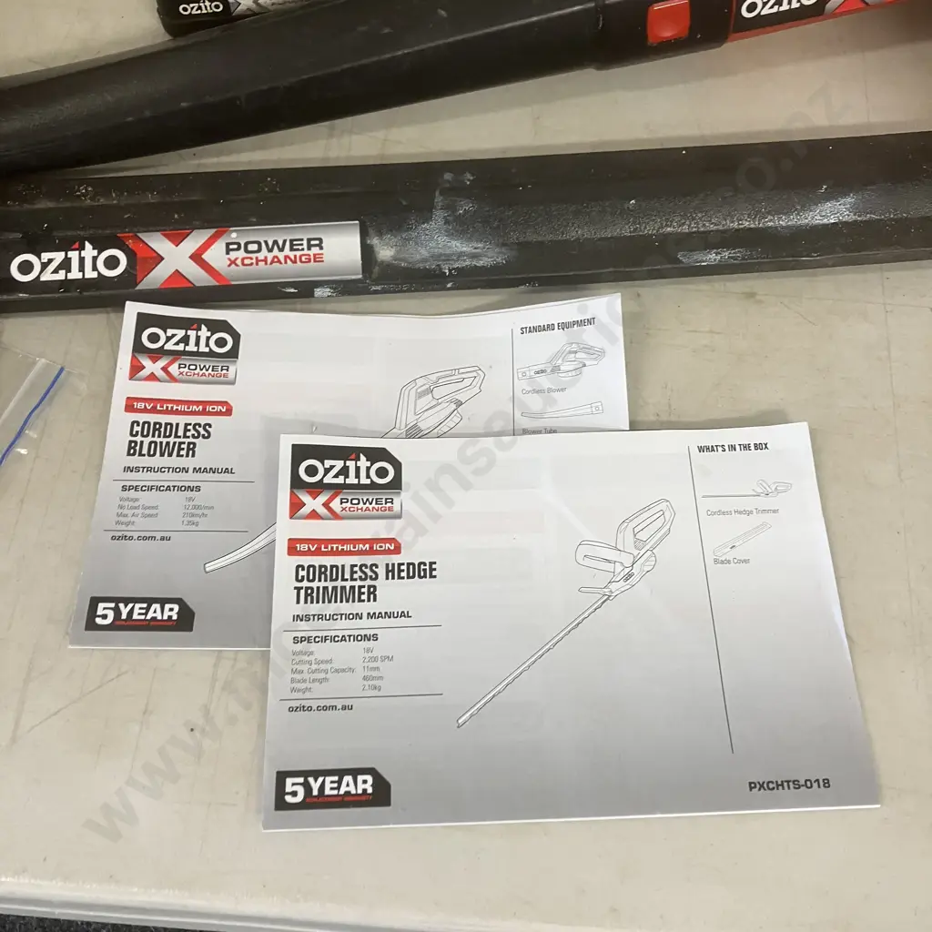 Ozito X Power XChange 18V Cordless Blower, Hedge Trimmer, Grass Trimmer With 2.0Ah Battery & Charger Image 1++