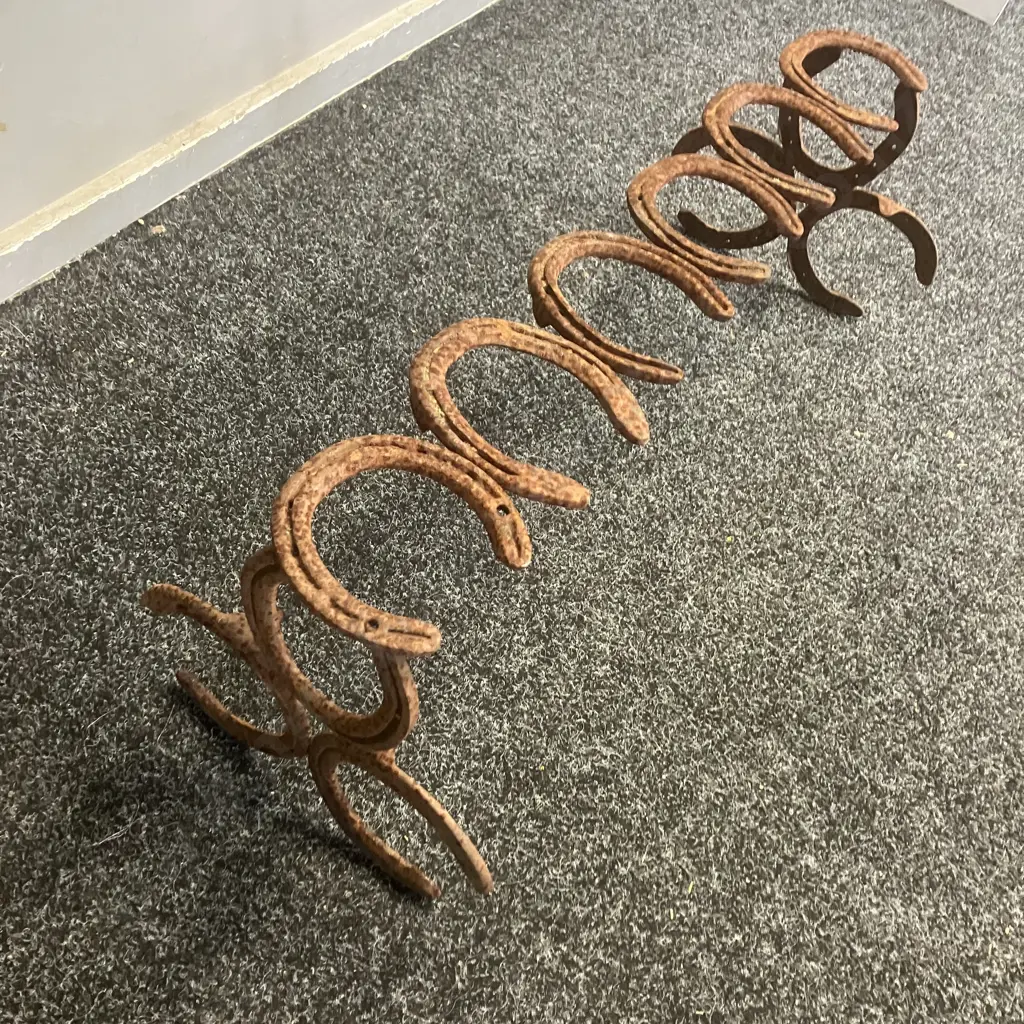 Rustic Horseshoe Boot Rack - 3 Pair. L80cm Image 1++