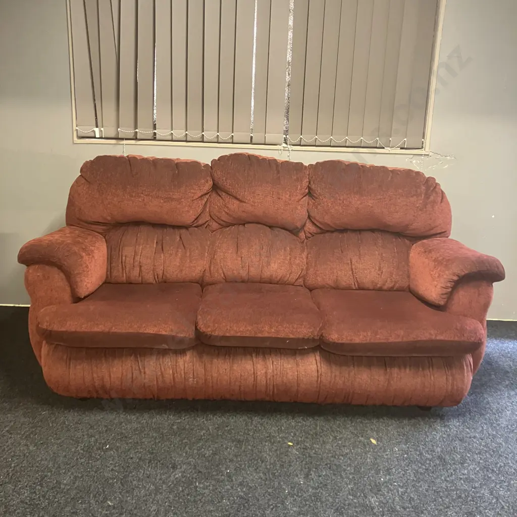 John Young Furniture 3 Seater Rolled Arm Sofa IN Burgundy / Black Fabric Image 1++