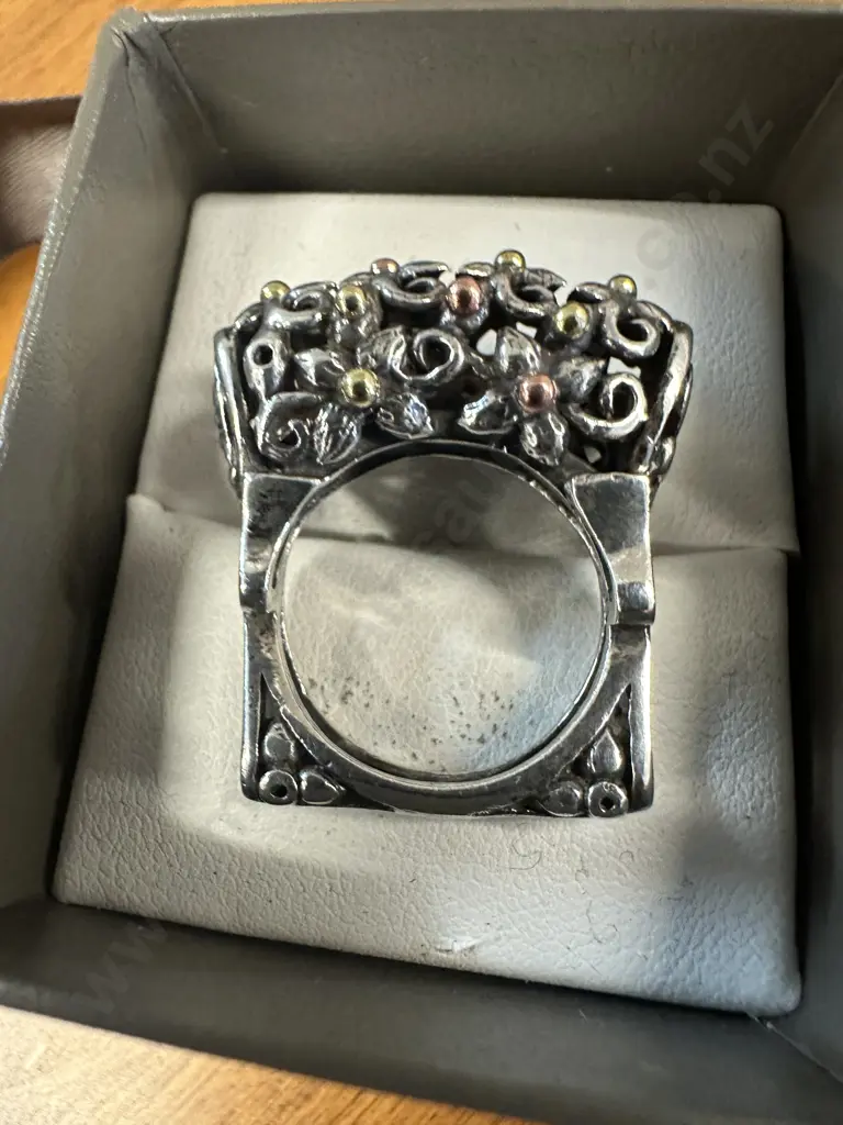 Stamped 925 Floral Detailed Ring Image 1++