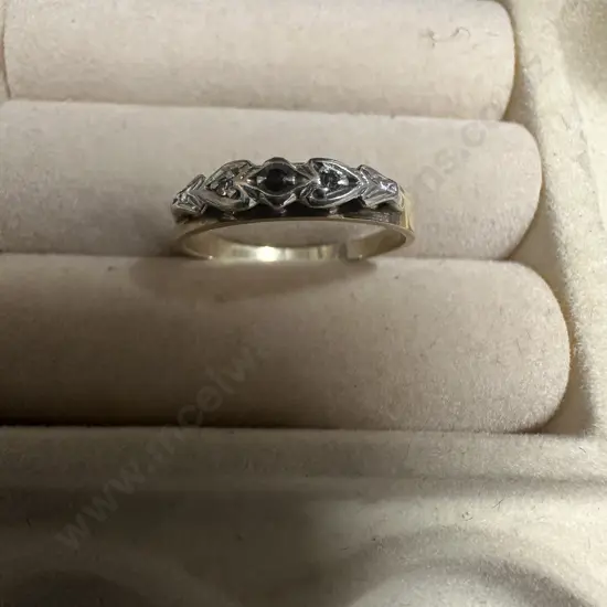Gold Ring With Blue Saphire And Clear Stones