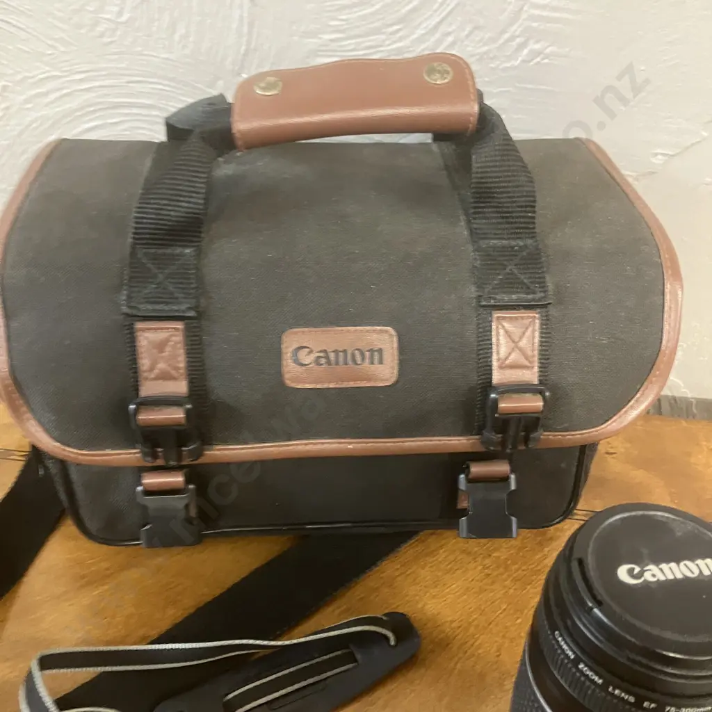 Canon EOS 3000 Autofocus SLR 35mm Film Camera with Canon Zoom Lenses EF 75-300 f1.4-5.6 & EF 28-80 f/3.5-5.6, Canon Bag Image 1++