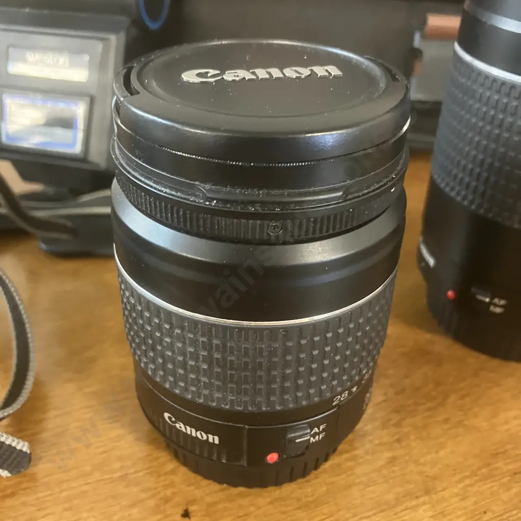 Canon EOS 3000 Autofocus SLR 35mm Film Camera with Canon Zoom Lenses EF 75-300 f1.4-5.6 & EF 28-80 f/3.5-5.6, Canon Bag Image 1++