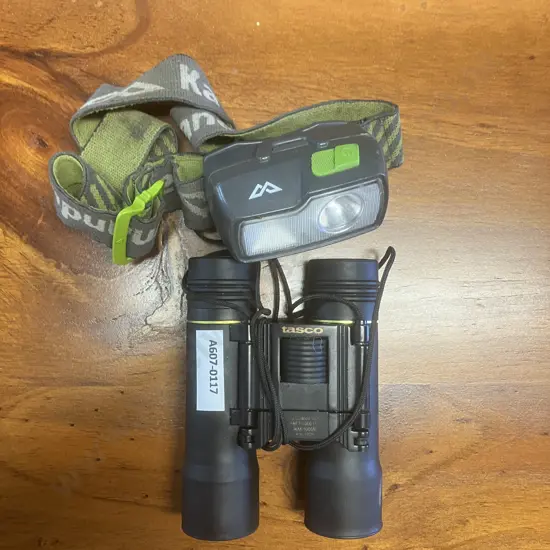 Kathmandu LED Headlamp, Tasco #16-1025 Binoculars