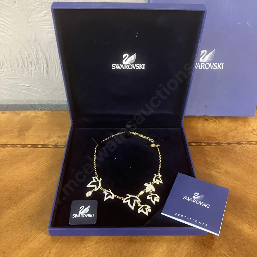 Swarovski Crystal Leaves Necklace, Boxed With Paperwork # 697376 (Neck 38cm) Image 1++