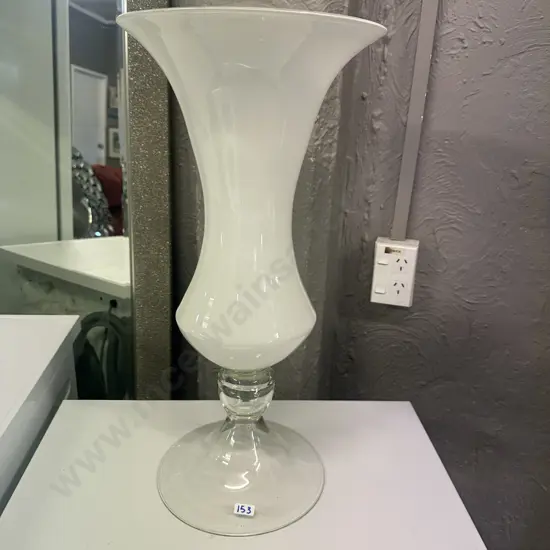 White Art Glass Vase H57cm.