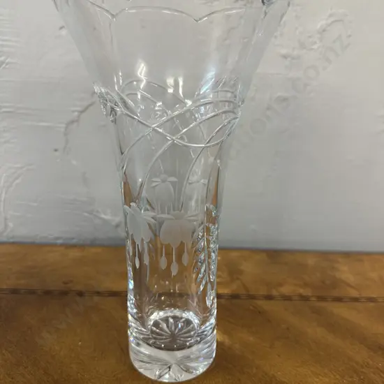 Vintage Crystal Etched Vase H26cm.