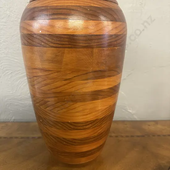 Handcrafted Wooden Lidded Urn H39cm.