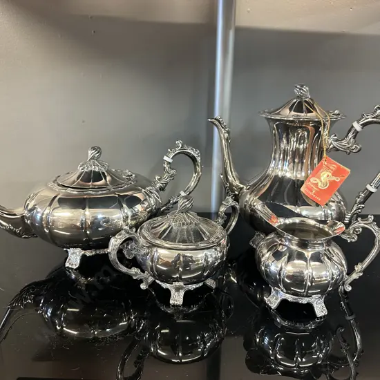 Sherwood Silver Plated Coffee Pot, Teapot, Creamer & Sugar Bowl