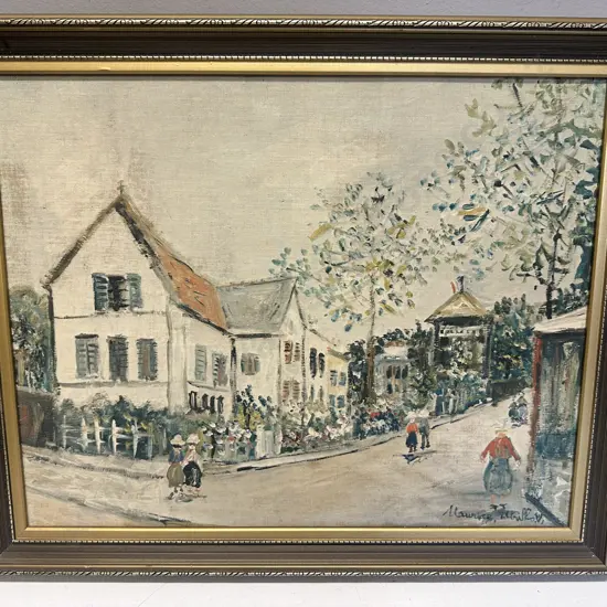 Gilt Framed Artwork Signed Maurice Utrillo.V Street Scene  H47,W57cm.