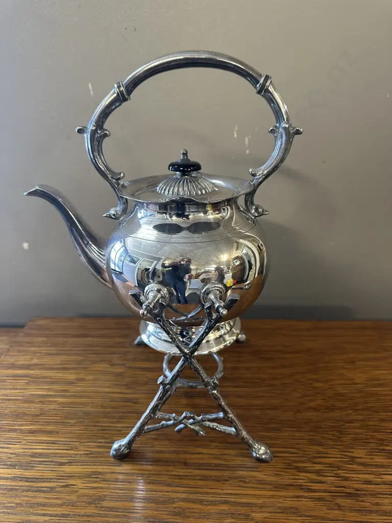 Antique Silver Plated Tilt Kettle Image 1++