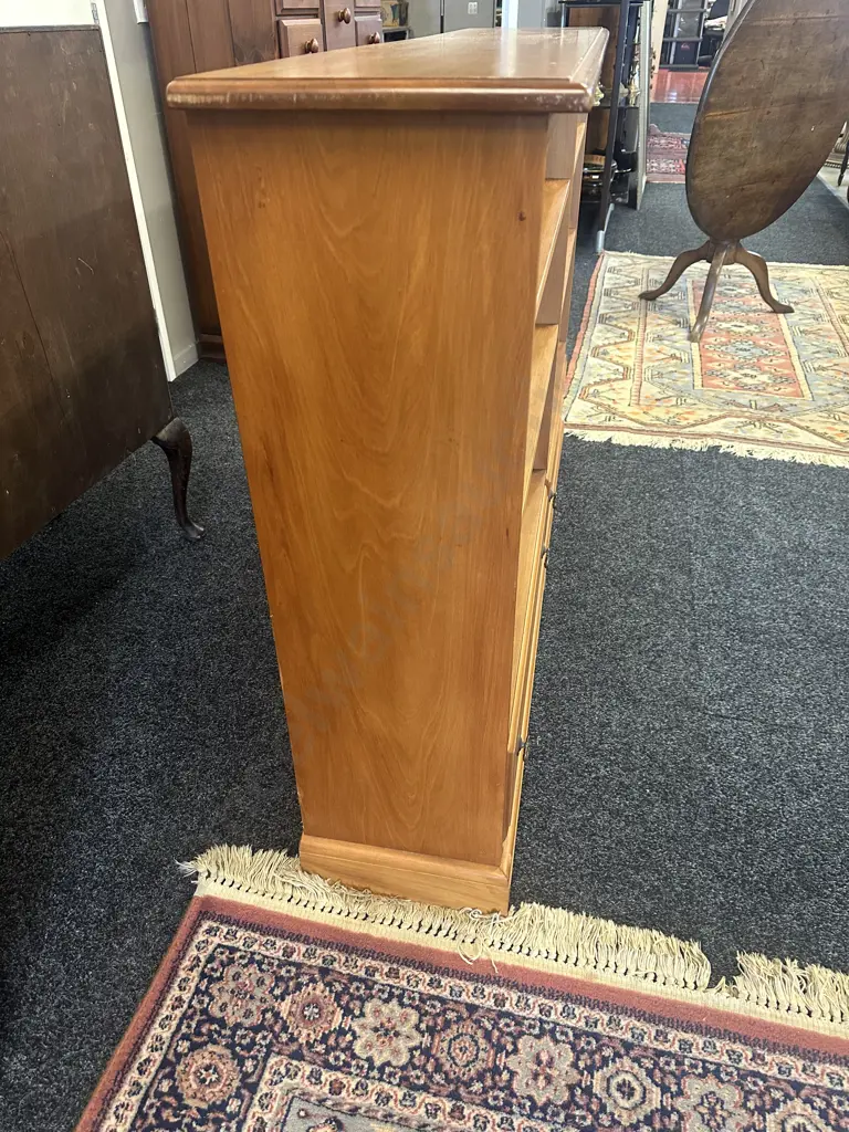 Forest Furniture Rimu Bookcase With 2 Drawers In Base, 4 Shelves. H101 W150 D31cm (1 Handle Missing) Image 1++
