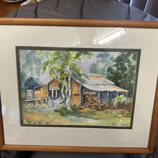 Framed Original Watercolour Signed Olive H45,W55cm.