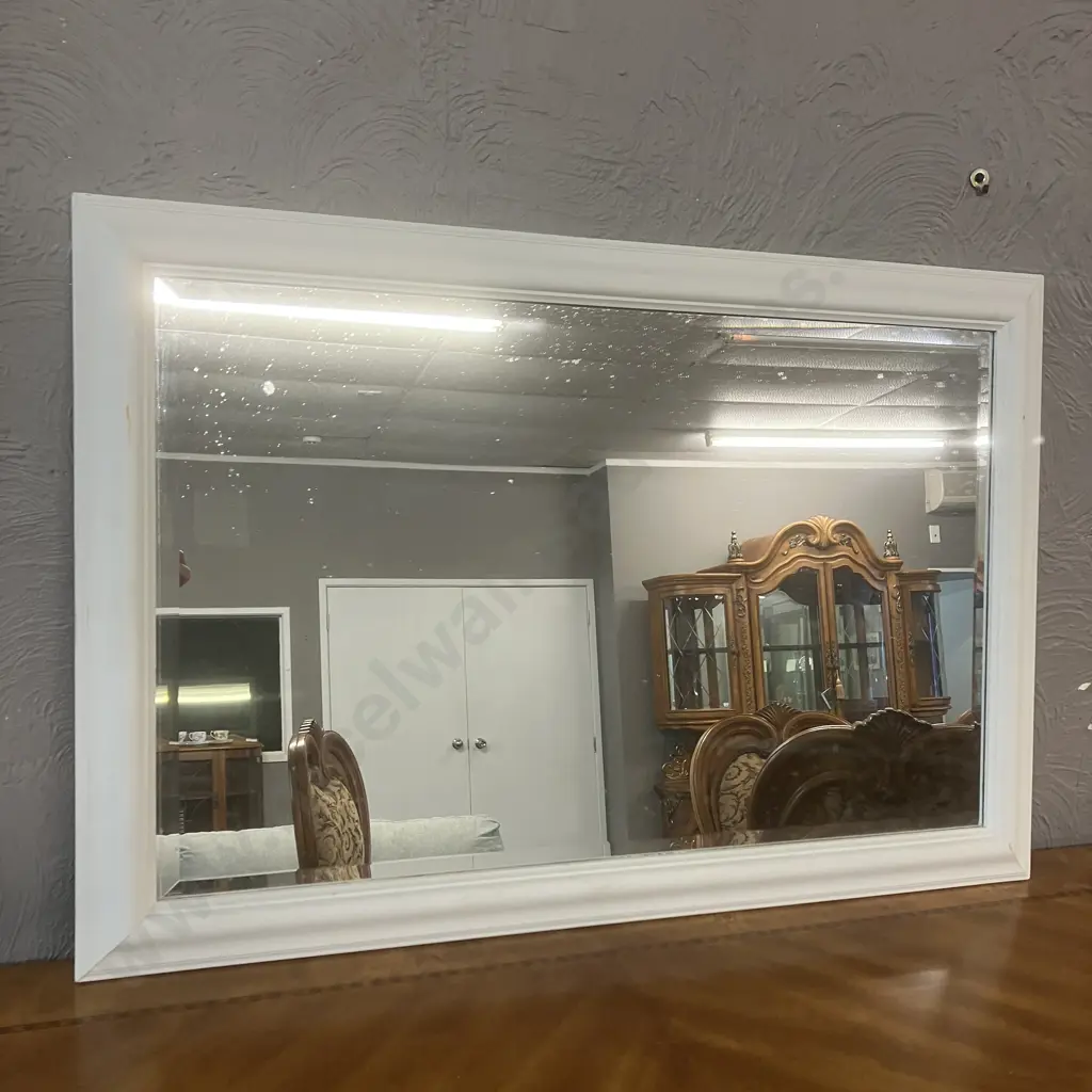 White Framed Bevelled Wall Mirror. 64 x 95cm Image 1++