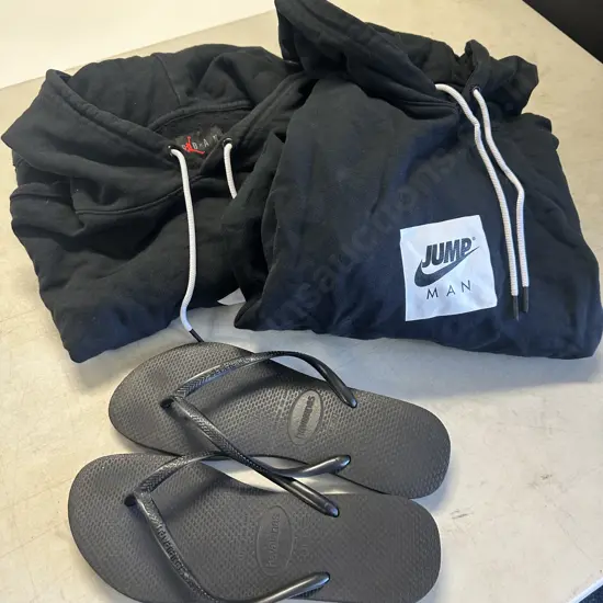 Jordan Standard Fit Hoodys x 2 With Havianas Black Jandals Size 41-42