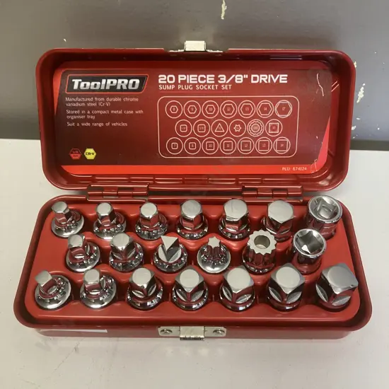 ToolPro 20 Piece 3/8" Drive Sump Plug Socket Set