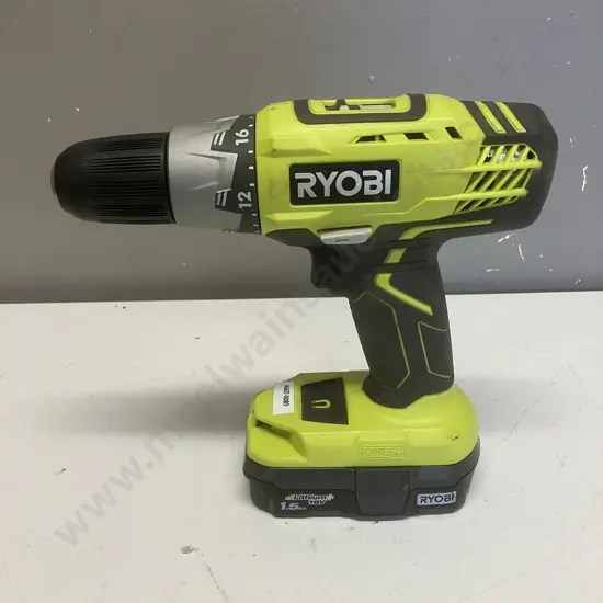Ryobi 18V Cordless Drill Driver & 1.5Ah Battery (No Charger)