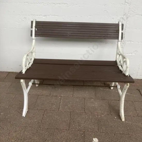 Cast Aluminium & Wooden Slat Garden Bench. 88.5cm