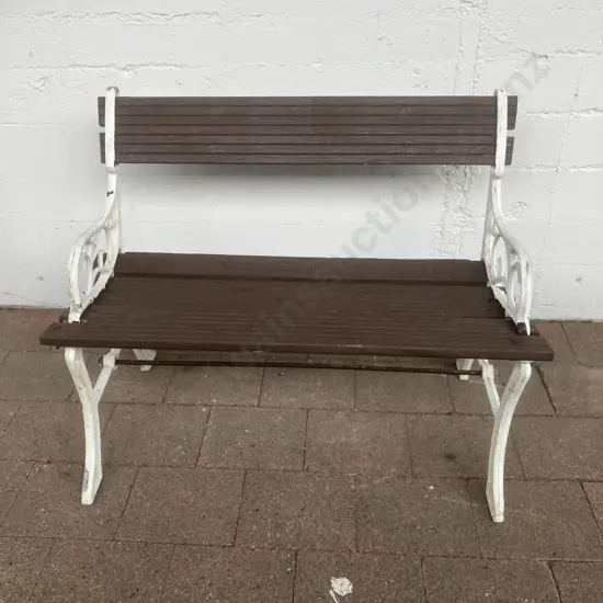 Cast Aluminium & Wooden Slat Garden Bench. 88.5cm