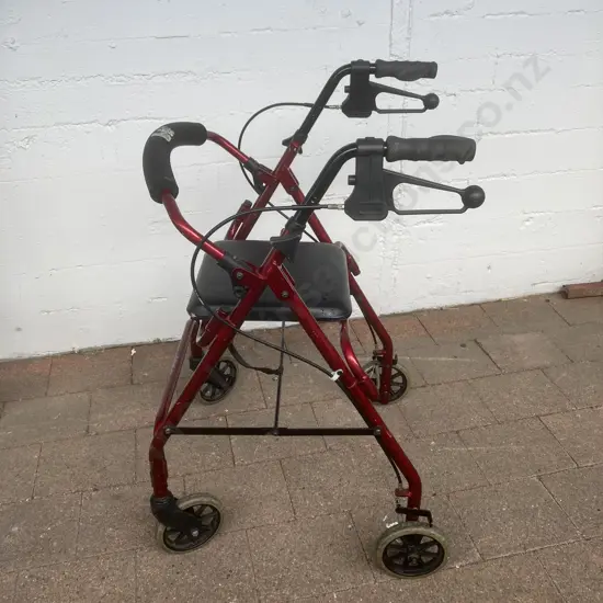 Red Rollator With Brakes, Folding