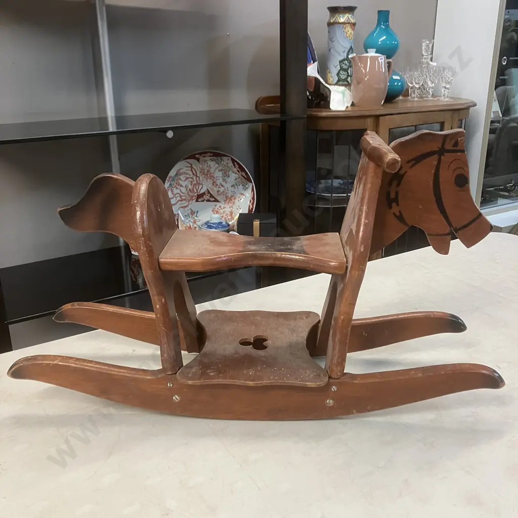 Vintage Wooden Rocking Horse. 38 x 69cm (AF) Image 1++