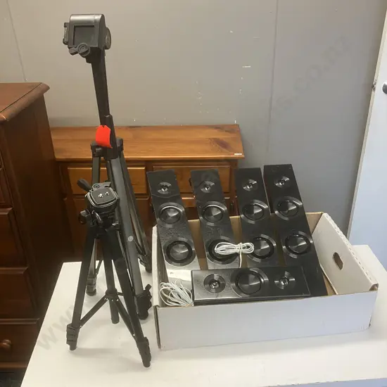 Panasonic Home Theatre Speakers & Two Tripods